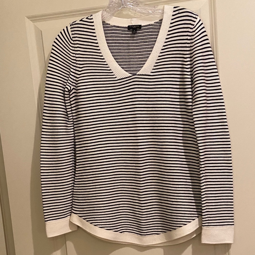 Talbots Women's Striped V-Neck sweater